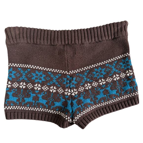 Y2K Apre Ski Lodge Fair Isle Knit Reindeer Hot Pants Winter Cozy Lounge Shorts S - Picture 5 of 6